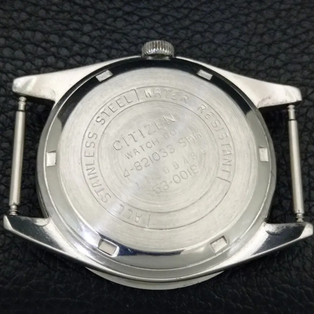Vintage 1974 Citizen Manual Wound Mens Silver Watch & Red accents